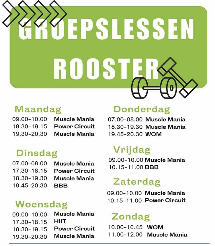Groepslessen rooster november 2025