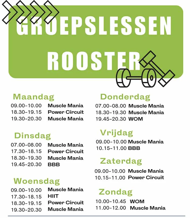 Groepslessenrooster